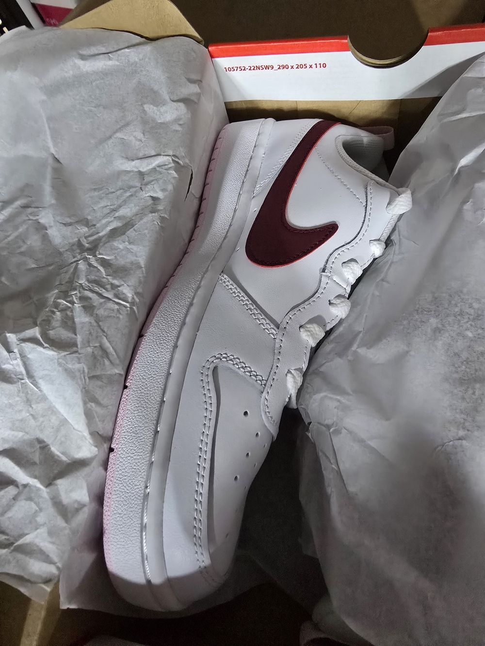 💎SOLD💎Nike Court Borough Low 2 (GS) – White/Dark Beetroot | Size 7Y - Picture 12 of 12